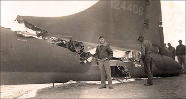 Damage to B17 from german fighters