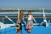 Jann and Melissa on bow of ship in Miami port